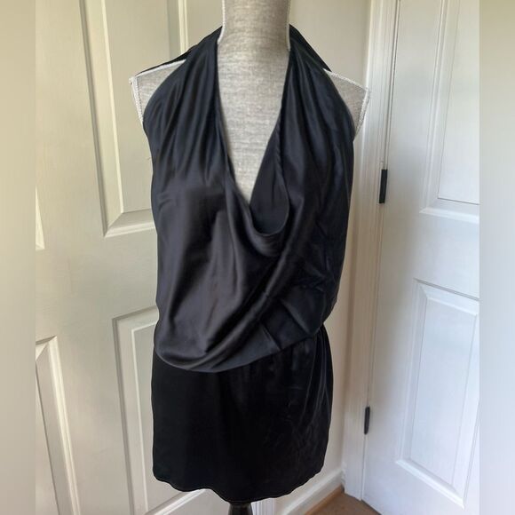 Ramy Brook 100% Silk Black Mini Halter Tie Dress Small - Picture 1 of 6
